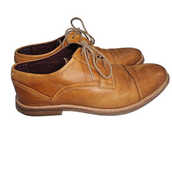 Ben Sherman Leon Pebbled Leather Derby Cap Toe Academia Loafers Lt Brown Size 11 - Picture 2 of 8